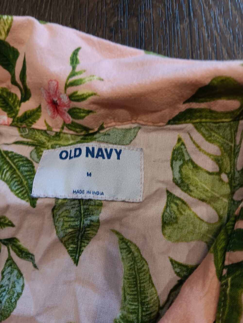 Old Navy Pink Lemon Print Short-Sleeve Button-Down Shirt Summer Sz M Hawain - Picture 4 of 4